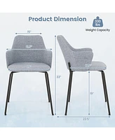 Gymax Dining Chairs Set of 2 w/ Curved Backrest Wide Seat & Armrests Durable Frame Gray