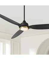 Casa Vieja 60" Revere Mid Century Modern Indoor Outdoor Ceiling Fan 3 Blade Customize Led Remote Control Matte Black Finish Blades Bedroom Patio Livin