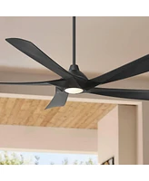 Possini Euro Design 60" Possini Euro Eloquent Matte Black Damp Led Remote Ceiling Fan