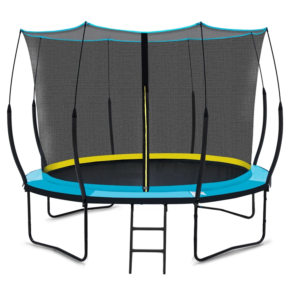 Slickblue 10FT Recreational Trampoline with Enclosure, Safe Jump for Kids & Adults, Fiberglass Poles Design