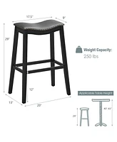 Sugift 29 Inch Set of 2 Backless Wood Nailhead Barstools with Pvc Leather Seat