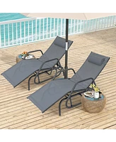 Sugift Outdoor Chaise Lounge Glider Chair with Armrests and Pillow