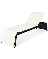 Inolait Adjustable Patio Rattan Lounge Chair with Cushioned