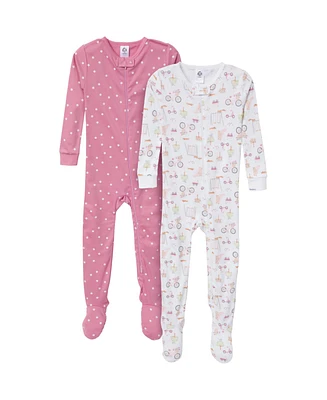 Gerber Baby Girls Snug Fit Footed Pajamas, 2-Pack, Dogs