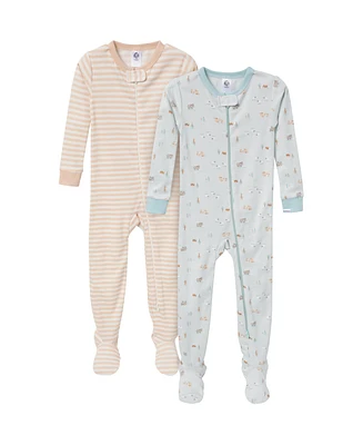 Gerber Baby Boys Snug Fit Footed Pajamas, 2-Pack, Farm