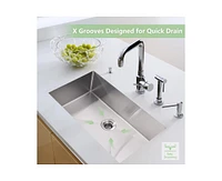 gaomon 30 Inch Kitchen Sink for Single Bowl,Undermount Kitchen Sink Stainless Steel Sink 16 Gauge Kitchen Sinks with Accessories, Easy Drain