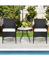 Sugift 2 Pieces Patio Wicker Chairs with Cozy Seat Cushions