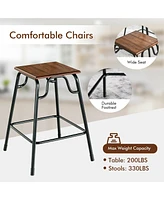 Sugift 5 Pieces Bar Table Set with 4 Counter Height Backless Stools