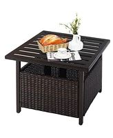 Inolait Outdoor Patio Rattan Wicker Steel Side Deck Table
