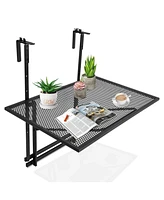 Sugift Railing Folding Table with 5-Level Adjustable Heights