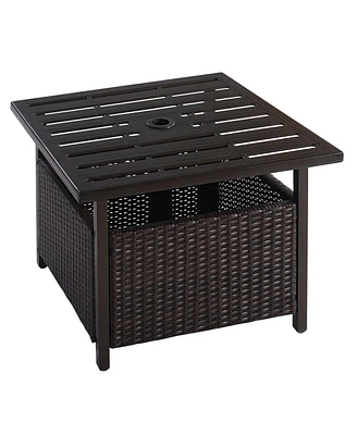 Inolait Outdoor Patio Rattan Wicker Steel Side Deck Table