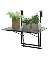 Sugift Railing Folding Table with 5-Level Adjustable Heights