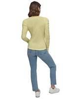 Dkny Jeans Petite Ruched Puffed Long-Sleeve Top