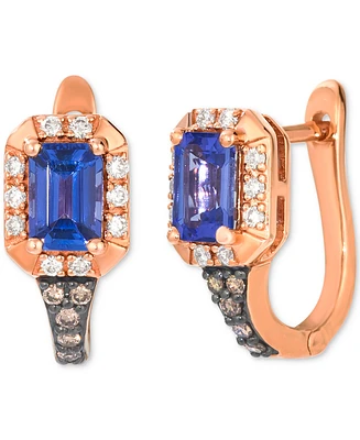 Le Vian Tanzanite (1 ct. t.w.) & Diamond (1/4 ct. t.w.) Hoop Earrings in 14k Rose Gold