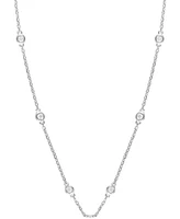 Diamond Bezel Station 18" Necklace (1/2 ct. t.w.) in 14k White Gold