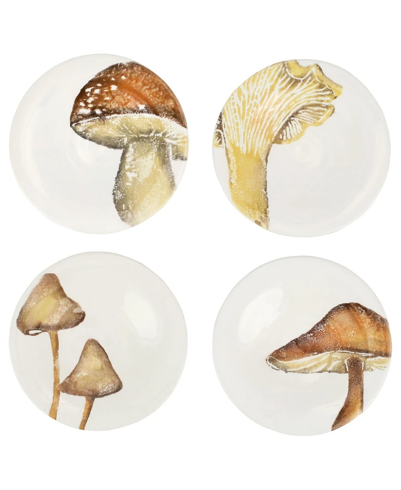 Vietri Autunno Assorted Mushroom Canape Plates, Set of 4