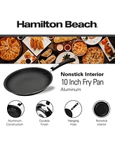 Hamilton Beach Nonstick Fry Pan 10-Inch - Black Aluminum Fry Pan with Soft Touch Bakelite Handle - Flared Edge