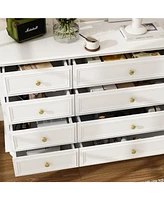 Famapy White Wooden 63 in. W 12-Drawer Chest of Drawers Modern European Style Storage Dresser