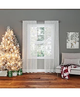 No. 918 Holiday Snowflake Embroidery Sheer Rod Pocket Curtain Panel