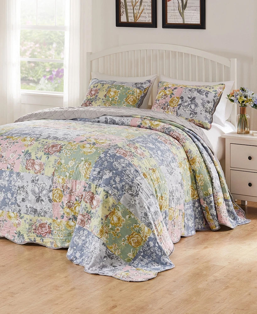 Greenland Home Emma Floral Print 3-Pc. Bedspread Set