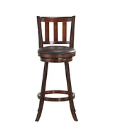 Sugift 2 Pieces 360 Degree Swivel Wooden Counter Height Bar Stool Set with Cushioned Seat