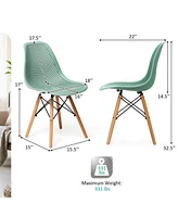 Sugift 4 Pieces Modern Plastic Hollow Chair Set with Wood Leg