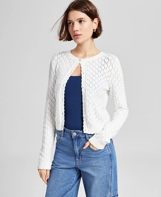 And Now This Women's Pointelle Crewneck Cardigan, Exclusively at Macy's