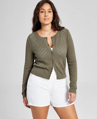 And Now This Women's Pointelle Crewneck Cardigan, Exclusively at Macy's