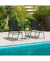 Sugift 2 Pieces Patio Folding Chairs with Armrests for Deck Garden Yard