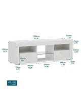 Slickblue Sleek White Modern Tv Stand with Led Lighting – Glossy Finish for Living Room, Lounge, or Bedroom