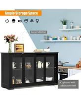 Sugift Sideboard Buffet Cupboard Storage Cabinet with Sliding Door