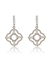 Suzy Levian Sterling Silver White Cubic Zirconia Trellis Filigree Drop Dangle Earrings