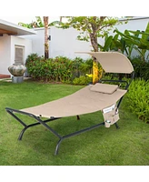 Inolait Sugift Patio Hanging Chaise Lounge Chair with Canopy Cushion Pillow and Storage Bag