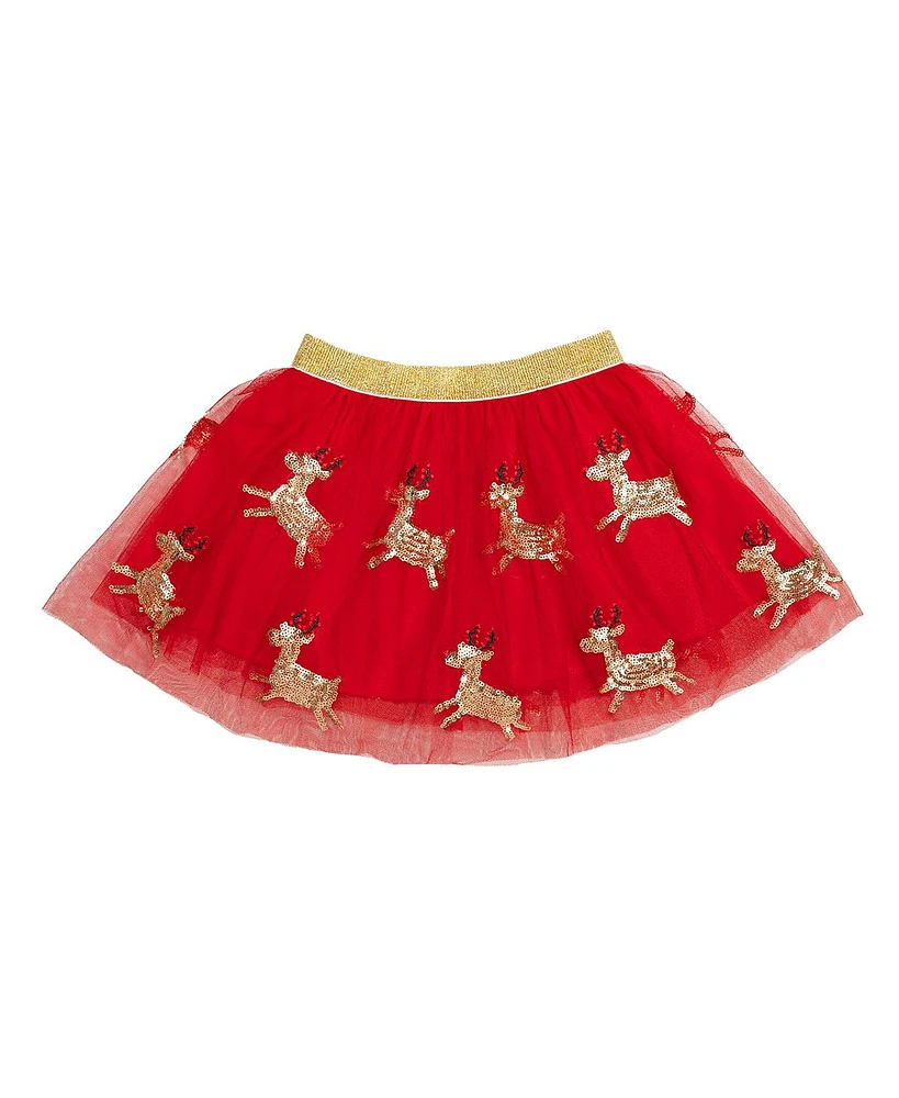 Sweet Wink Little and Big Girls Reindeer Sequin Christmas Tutu Skirt