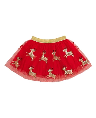 Sweet Wink Little and Big Girls Reindeer Sequin Christmas Tutu Skirt