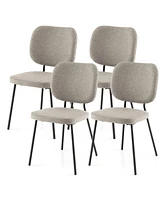 Gymax Set of 4 Fabric Armless Kitchen Dining Chair Padded Modern Accent Chair Gray