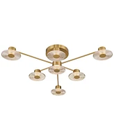 Chapman 33 1/2" Modern Semi Flush-Mount Ceiling Light Fixture Kitchen Foyer Hallway Sputnik Unique 7-Light Led Warm Gold Finish Glass Metal Bedro