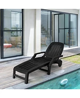 Sugift Adjustable Patio Sun Lounger with Weather Resistant Wheels