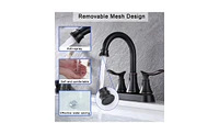 Slickblue 2-Handle 4-Inch Oil Rubbed Bronze Bathroom Faucet for Vanity Sinks, Complete with Pop-Up Drain and Supply Hoses