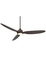 Casa Vieja 60" Revere Mid Century Modern Indoor Outdoor Ceiling Fan 3 Blade Customize Led Remote Control Emperial Bronze Finish Blades Bedroom Patio L