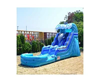 JumpOrange Dolphins Commercial Grade Inflatable Water Slide with Detachable Deep Pool for Kids and Adults (with Blower), Outdoor Indoor, Wet Dry Use,