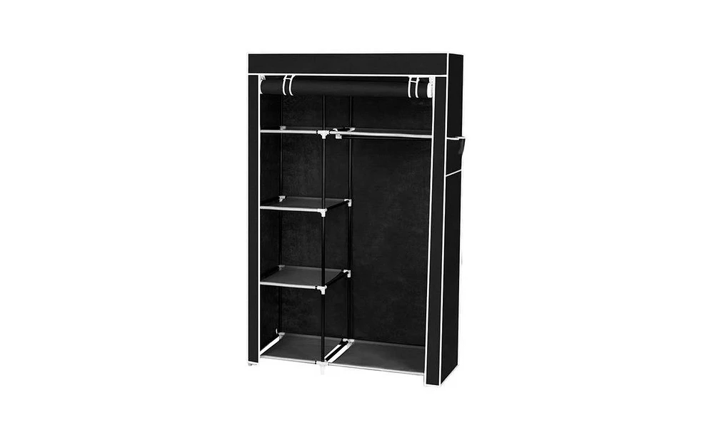 Slickblue 64" Portable Closet Wardrobe Organizer with Shelves and Clothes Rack for Efficient Storage