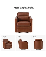 Hulala Home Jorge Contemporary Classic 28.74'' Wide Genuine Leather Swivel Chair