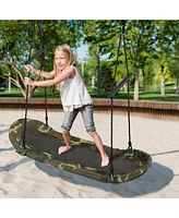 Sugift Saucer Tree Swing Surf Kids Outdoor Adjustable Oval Platform Set with Handle