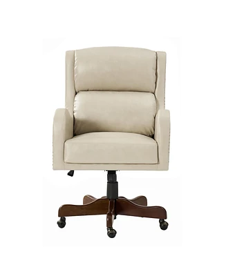 Hulala Home Clemant Transitional Leather Executive Task Chair with Adjustable Seat Height and Tilt Mechanism