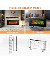 Gymax 42'' Electric Fireplace Wall Mounted & Freestanding Heater Remote Control 1500W