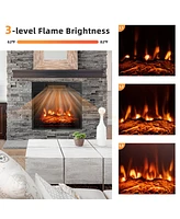 Gymax 18'' Electric Fireplace Inserts & Freestanding Adjustable Heater Log Flame 1400W