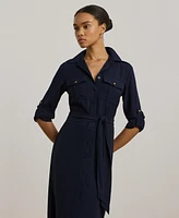 Lauren Ralph Women's Belted Double-Faced Georgette Shirtdress