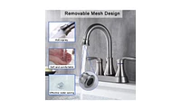 Slickblue 2-Handle 4-Inch Brushed Nickel Bathroom Faucet for Vanity Sinks with Pop-Up Drain and Supply Hoses