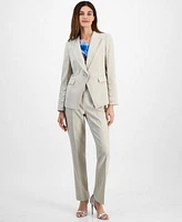 Tahari Asl Womens One Button Blazer Cowlneck Blouse Pants